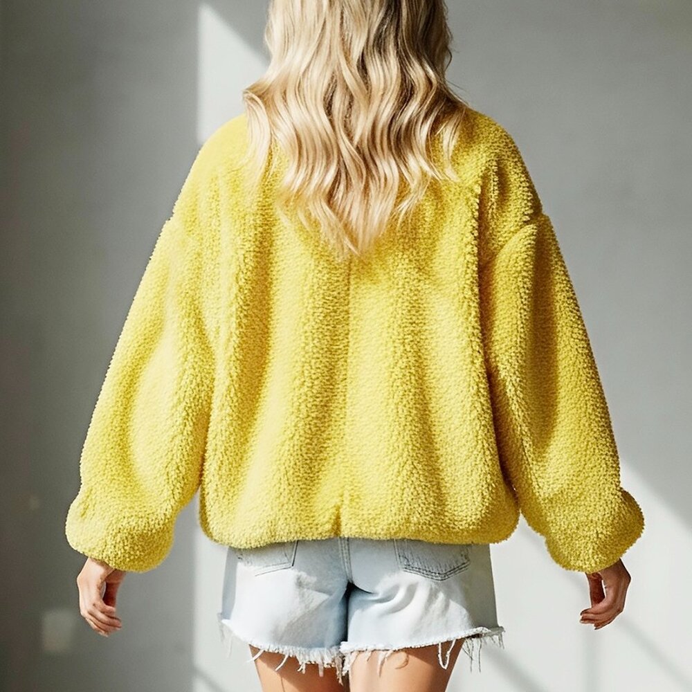 NWT Drop Sleeve Oversized Shag Teddy Jacket - Picture 6 of 10